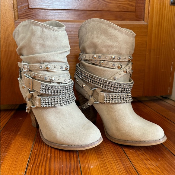 Studded Tan Ankle Boots by Not Rated - Picture 1 of 7